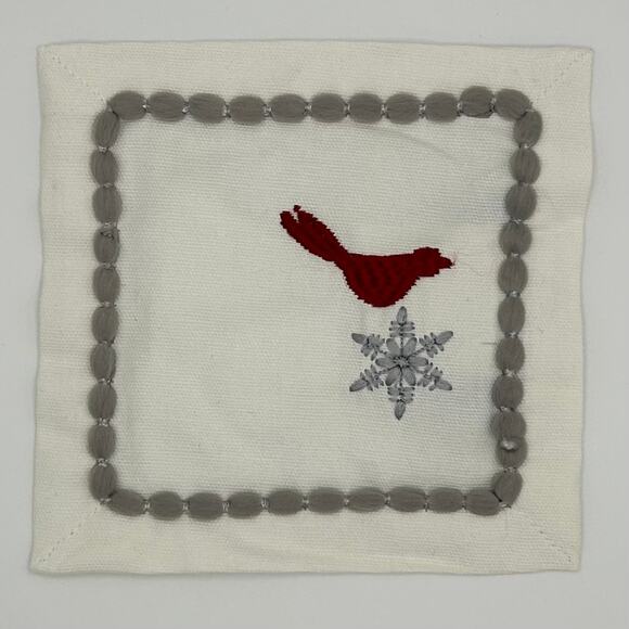 NEW The Company Store Winter Wood Cocktail Napkin 6" x 6" 100% Cotton Set of 8 - Picture 1 of 6